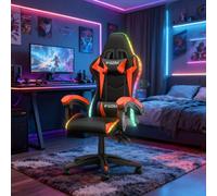 Shein Silla gaming ergonómica con efectos de luces LED, respaldo regulable en altura, con soporte lumbar y reposacabezas