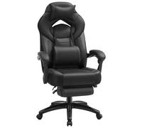 Shein Silla Gaming, Silla de Oficina, Ordenador, Diseño Ergonómico, con Reposapiés, Reposacabezas Ajustable, Cojín Lumbar, Capacidad de Carga 150 kg, Negro