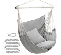 Shein Silla Hamaca, Silla Colgante Grande con 2 Cojines, Silla Colgante con Cadena, Capacidad de Carga 150 kg, para Interior, Exterior, Salón, Dormitorio, G
