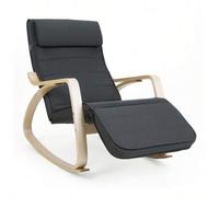 Shein Silla Mecedora, con Apoyabrazos de Madera de Abedul, Silla Mecedora con Reposapiés Ajustable en 5 Posiciones, Máx. Carga de 150 kg, Dormitorio, Salón,