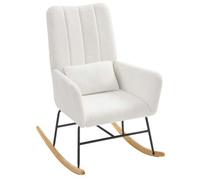 Shein Silla Mecedora, con Reposabrazos, Reclinable, Cubierta de Vellón, Marco de Acero, Patas de Madera de Caucho, Carga de 160 kg, para Dormitorio, Salón,