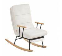 Shein Silla Mecedora, Patas de Madera de Caucho, Mecedora, Respaldo Regulable en 4 Posiciones, Capacidad de Carga hasta 160 kg, para Dormitorio, Salón, Blan