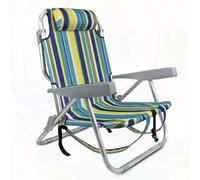 Shein Sillón Plegable Beh 61 x 28 x 85,5 cm Rayas Color Reclinable 4 Posiciones Aluminio y Textilene Bkpk Cojín Reposacabezas 2 Bolsas con Cremallera