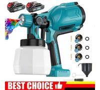 Shein Sistema de pulverización de pintura inalámbrico para batería Makita BL1850 de 18 V con 2 baterías de 3,0 AH, kit de sistema de pulverización de pintur