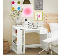 Shein SoBuy Mesa de Escritorio, Mesa de Ordenador con un cajón y 4 estantes,Color Blanco, L 101 x H 76 cm,FWT35-W,ES