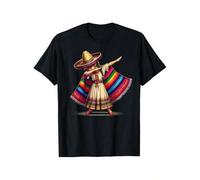 Shein Soft &Amp; Comfy T Shirt Funny Dabbing Mexican Poncho Sombrero Cinco De Mayo Girl T-Shirt Men's Personality Design Black T-Shirt