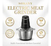 Shein SOKANY 7020 Molinillo de carne eléctrico, capacidad grande de 2L, motor potente de 400W para molienda rápida, viene con 4 cabezales de doble hoja, ade