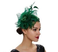 Shein Sombrero de fiesta de té para mujer, sombrero circular con decoración de plumas para el Derby de Kentucky, tocado de boda, sombrero elegante mini, som