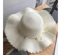 Shein Sombrero de paja de ala ancha estilo bohemio de una sola pieza, ola fresca de verano, versión coreana con perlas falsas, sombrero de playa casual para