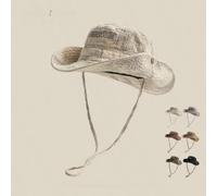 Shein Sombrero unisex de estilo occidental y de la tierra baldía para exteriores, gorra de pesca con ala ancha para protección solar, sombrero de senderismo