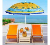 Shein Sombrilla de playa resistente de arena y refugio solar inclinable, protección UV 50+, sombrilla para exteriores, bolsa de transporte para patio, jardí
