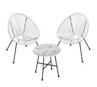Shein SONGMICS Conjunto de Muebles de Jardín, 3 Piezas, Silla Acapulco, Asientos de Exterior, Mesa con Tapa de Cristal y 2 Sillas, Conjunto Mueble de Interi