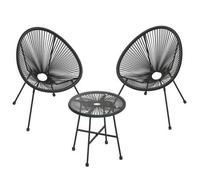 Shein SONGMICS Conjunto de Muebles de Jardín, 3 Piezas, Silla Acapulco, Asientos de Exterior, Mesa con Tapa de Cristal y 2 Sillas, Conjunto Mueble de Interi