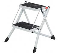 Shein SONGMICS - Escalera de 2 peldaños Plegable, Ancho de Marcha 20 cm, Goma Antideslizante, con asa, Carga 150 kg, Acero, Gris y Negro /Blanco y Negro