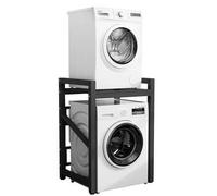 Shein Soporte ajustable en altura para secadora, kit de apilado para lavadora y secadora con estantería encima, unidad de almacenamiento para lavadora con c