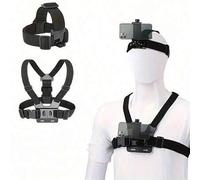Shein Soporte con correa para pecho para teléfono móvil, kit de soporte para POV/VLOGS, pesca, bicicleta, montaje de cámara corporal, accesorio de clip para
