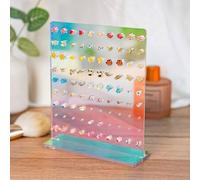 Shein Soporte de exhibición de aretes de acrílico - 3 opciones de color - Organizador de joyas transparente con 90 agujeros, estante de torre ahorradora de