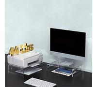 Shein Soporte de monitor de acrílico, adecuado para computadora, portátil, impresora, computadora portátil, pantallas iMac, soporte de portátil premium tran