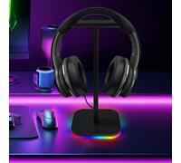 Shein Soporte para auriculares con iluminación RGB a color, soporte de escritorio multifunción para auriculares para computadora, accesorios para exhibición