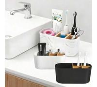 Shein Soporte para cepillo de dientes de baño, estante para cepillo de dientes eléctrico y pasta de dientes. Adecuado para encimera de baño, área de ducha y