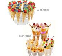 Shein Soporte para conos de helado, soporte acrílico para helado. Soporte acrílico para conos de helado con soporte para conos de gofre, adecuado para fiest