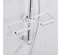 Shein Soporte para ducha de acero inoxidable, estante de pared ajustable de aleación de aluminio para jabón y maquinilla de afeitar - Organizador de ducha a