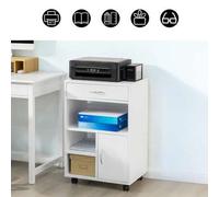 Shein Soporte para Impresora Multifuncional Mueble para Impresora Armario de Oficina Mesa Auxiliar con Cajón y Puerta Blanco 50 x 75 x 40 cm FBT106-W ES Mes