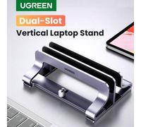 Shein Soporte vertical de doble ranura UGREEN para portátil, ajustable de aleación de aluminio para portátiles y tabletas de hasta 26 mm de ancho, compatibl