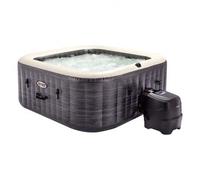 Shein Spa hinchable cuadrado 4 personas 175x175 cm, diseño Greystone, burbujas aire caliente, calentador integrado, sistema de filtración S2, cloración sali