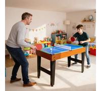 Shein SPORTNOW Mesa Multijuegos 5 en 1, Mesa de Juego con Futbolines para Niños, Billar, Ping-pong, Hockey y Baloncesto, Diversión Familiar para Adultos y N