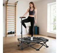 Shein SPORTNOW Trampolín de Fitness Plegable 104 cm, Mini Cama Elástica con Barra Ajustable en 3 Alturas, Silencioso, Marco Metálico Reforzado y Bolsa de Tr