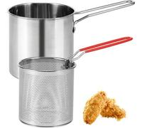 Shein STARLEY - Freidora de Acero Inoxidable 304 con Cesta - Mini Olla para Freír Patatas, Pollo y Snacks, Ideal para Cocina Doméstica