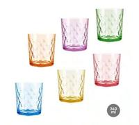 Shein STARLEY-Pack 6 Vasos de Vidrio Diamante -Rayas 360ml surtido 6 colores
