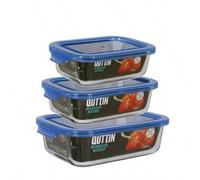 Shein STARLEY-Set 3 Fiambreras, RECT, CUADR. Térmicas Vidrio con tapa contenedores Almacenamientos Alimentos Cajas Organizadoras Comida Almuerzo Para Microo