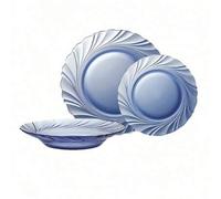 Shein STARLEY-Vajilla Duralex Beau Rivage Marine 18 Piezas de Vidrio, Platos Llanos, Hondos y de Postre, Ideal para Cocina, Comedor y Cenas Familiares