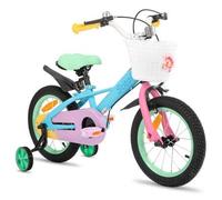 Shein STITCH Macaron 12/14/16/18 Pulgadas Bicicleta Infantil para Niños y Niñas de 2-9 Años, Bicicleta Infantil con Cesta y Estabilizadores, Doble Freno de