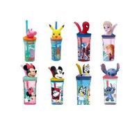 Shein STOR Botella vasos figura 3D con pajitas para niños y niñas 360ml licencias oficiales STOR Frozen,Mickey,Minnie,Stitch,Spiderman Bluey Pikachu Peppa p