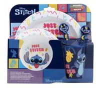 Shein STOR SET REGALO STITCH MICRO 5 PCS (PLATO, CUENCO, VASO Y CUBIERTOS) EN CAJA STITCH PALMS IDEAL PARA REGALOS Libre de BPA Apto para microondas OFICIAL