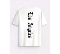 Shein Stylish "Los Angeles" Letter Print Short Sleeve Tee - Men's Casual Crew Neck T-Shirt for Summer - Graphic Print, Breathable Fabric, and Relaxed Fit