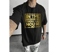 Shein Stylish Men's TShirt In The Beginning There Was House Gold Personalized Print Tee, Perfect For Parties & Concerts, Suitable For Music Lovers Is An Ide