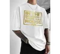 Shein Stylish Men's TShirt In The Beginning There Was House Gold Personalized Print Tee, Perfect For Parties & Concerts, Suitable For Music Lovers Is An Ide