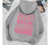 Shein Sudadera acolchada con capucha | Dale energía a "CADA DÍA ES UNA SEGUNDA OPORTUNIDAD". Palabra rosa con estampado de atardecer, ¡como si llevaras la c