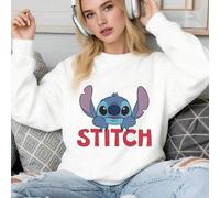 Shein Sudadera blanca de Disney. Esta sudadera holgada de unicolor para mujer presenta hombros anchos, cuello redondo y mangas largas, lo que la hace perfec