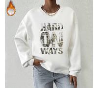 Shein Sudadera cálida de cuello redondo para mujer, top de algodón para mujer, sudadera oversize con curvas, elige tu propio camino, estampado gráfico de