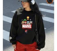 Shein Sudadera cálida de cuello redondo para mujer, sudadera de algodón para mujer, sudadera holgada con curvas, diseño con estampado de Los Vengadores, col