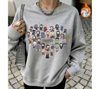 Shein Sudadera cálida de cuello redondo para mujer, top de algodón para mujer, estampado chibi de Los Vengadores, sudadera holgada con curvas, ideal para ot