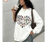 Shein Sudadera cálida de cuello redondo para mujer, top de algodón para mujer, estampado chibi de Los Vengadores, sudadera holgada con curvas, ideal para ot