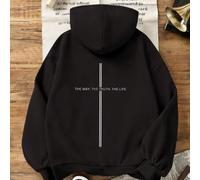 Shein Sudadera cálida para mujer, sudadera holgada con hombros caídos, sudadera sencilla a rayas con Jesús, sudadera con temática de fe, esperanza, sudadera