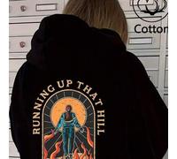 Shein Sudadera casual de mujer con estampado inspirado en "Running Up That Hill", de manga larga con hombros caídos, forrada de lana, cálida y cómoda, adecu