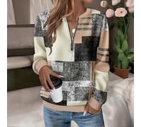 Shein Sudadera casual de mujer con media cremallera y estampado de bloques de color, adecuada para graduación, atuendo de maestro, temporada de regreso a cl